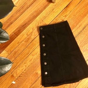 Black A-Line Denim Skirt